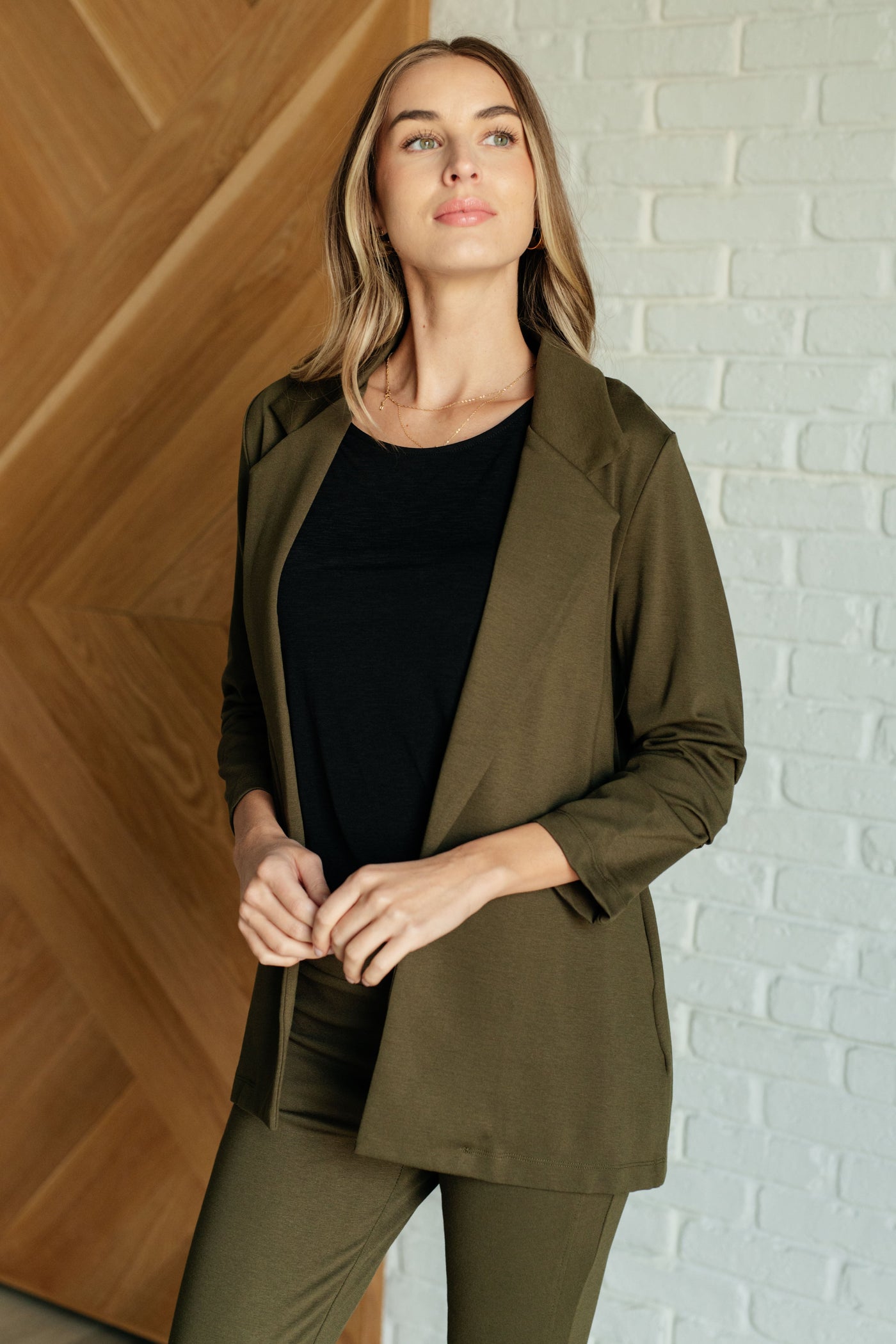 Magic 3/4 Blazer in Olive-Layers-Ave Shops-Market Street Nest, Fashionable Clothing, Shoes and Home Décor Located in Mabank, TX