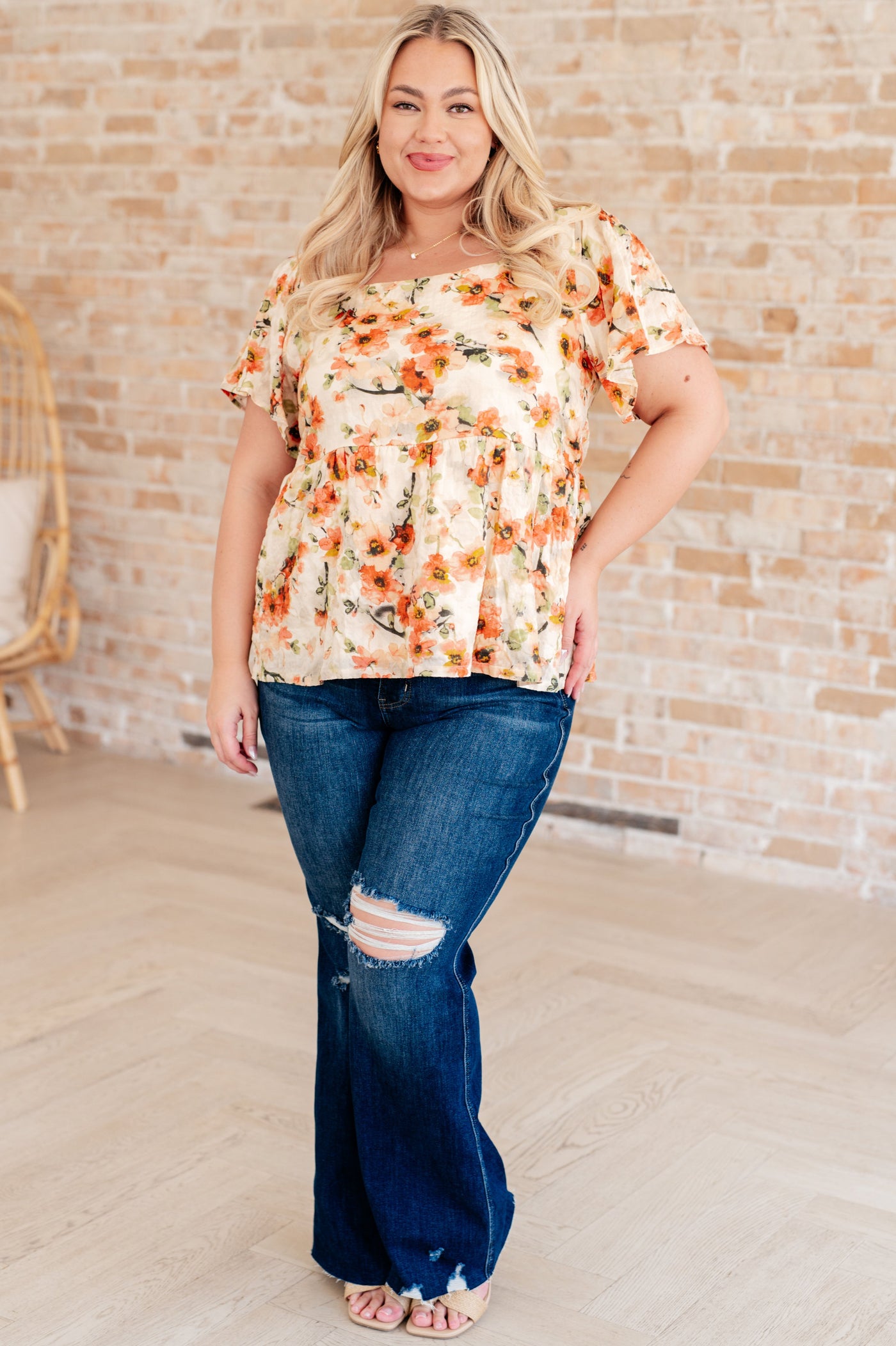 Magic Dance Square Neck Floral Blouse-Tops-Ave Shops-Market Street Nest, Fashionable Clothing, Shoes and Home Décor Located in Mabank, TX