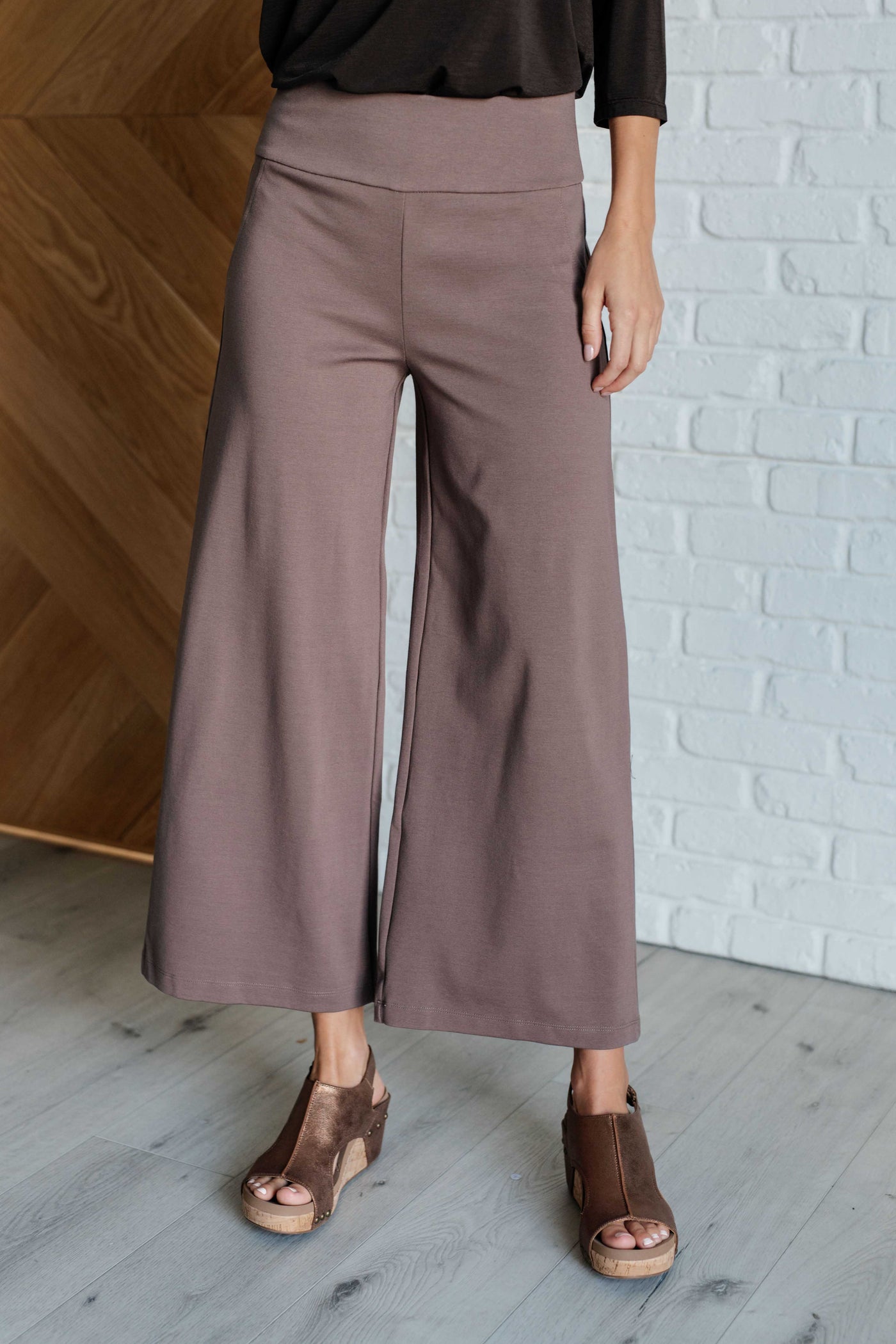 Magic Wide Leg Crop Pants in Dark Mocha-Bottoms-Ave Shops-Market Street Nest, Fashionable Clothing, Shoes and Home Décor Located in Mabank, TX