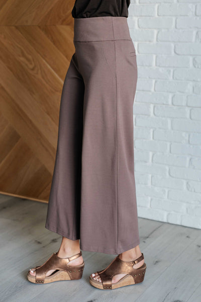 Magic Wide Leg Crop Pants in Dark Mocha-Bottoms-Ave Shops-Market Street Nest, Fashionable Clothing, Shoes and Home Décor Located in Mabank, TX