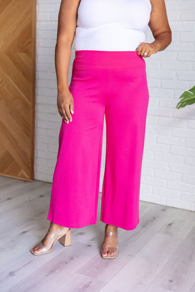 Magic Wide Leg Crop Pants in Hot Pink-Bottoms-Ave Shops-Market Street Nest, Fashionable Clothing, Shoes and Home Décor Located in Mabank, TX