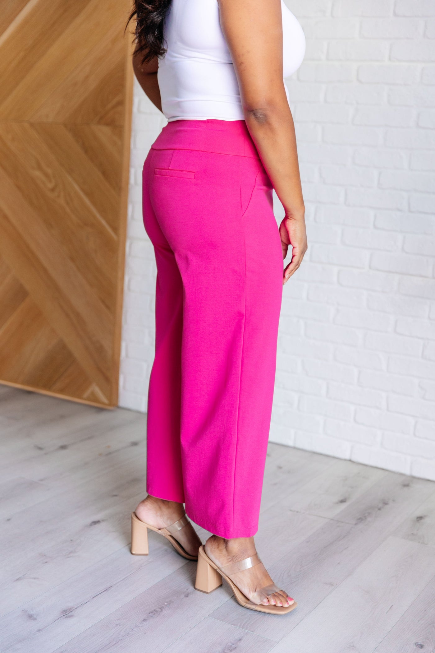 Magic Wide Leg Crop Pants in Hot Pink-Bottoms-Ave Shops-Market Street Nest, Fashionable Clothing, Shoes and Home Décor Located in Mabank, TX