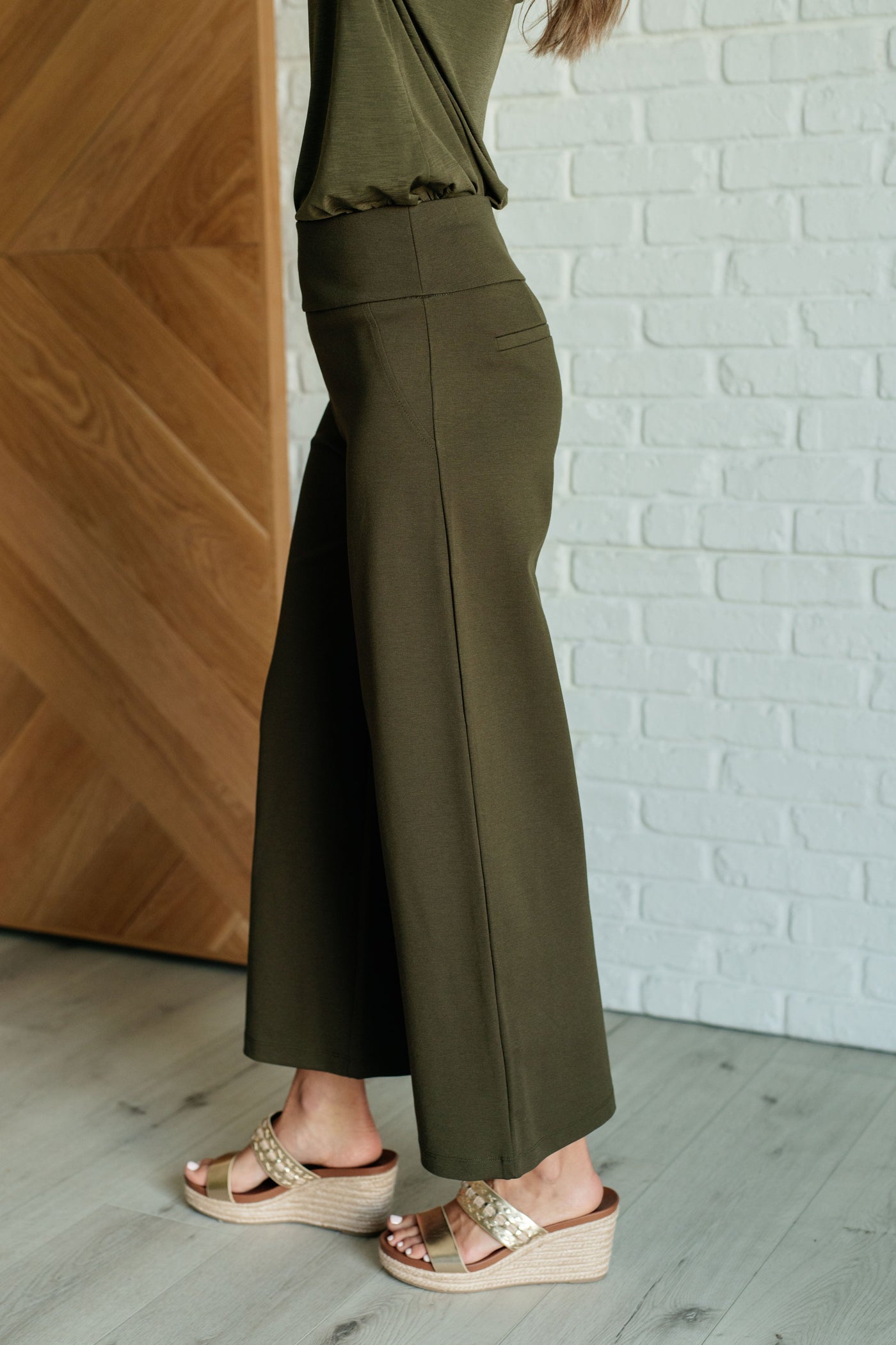 Magic Wide Leg Crop Pants in Olive-Bottoms-Ave Shops-Market Street Nest, Fashionable Clothing, Shoes and Home Décor Located in Mabank, TX