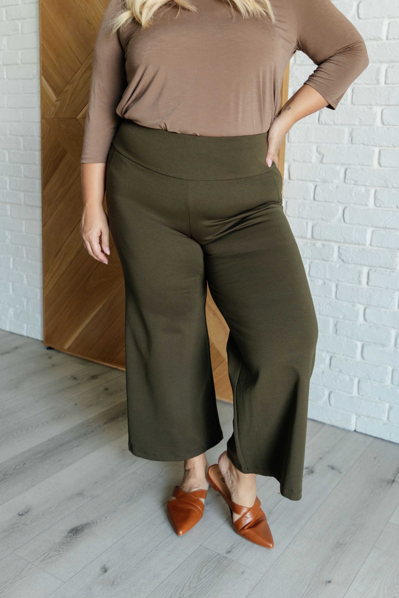 Magic Wide Leg Crop Pants in Olive-Bottoms-Ave Shops-Market Street Nest, Fashionable Clothing, Shoes and Home Décor Located in Mabank, TX