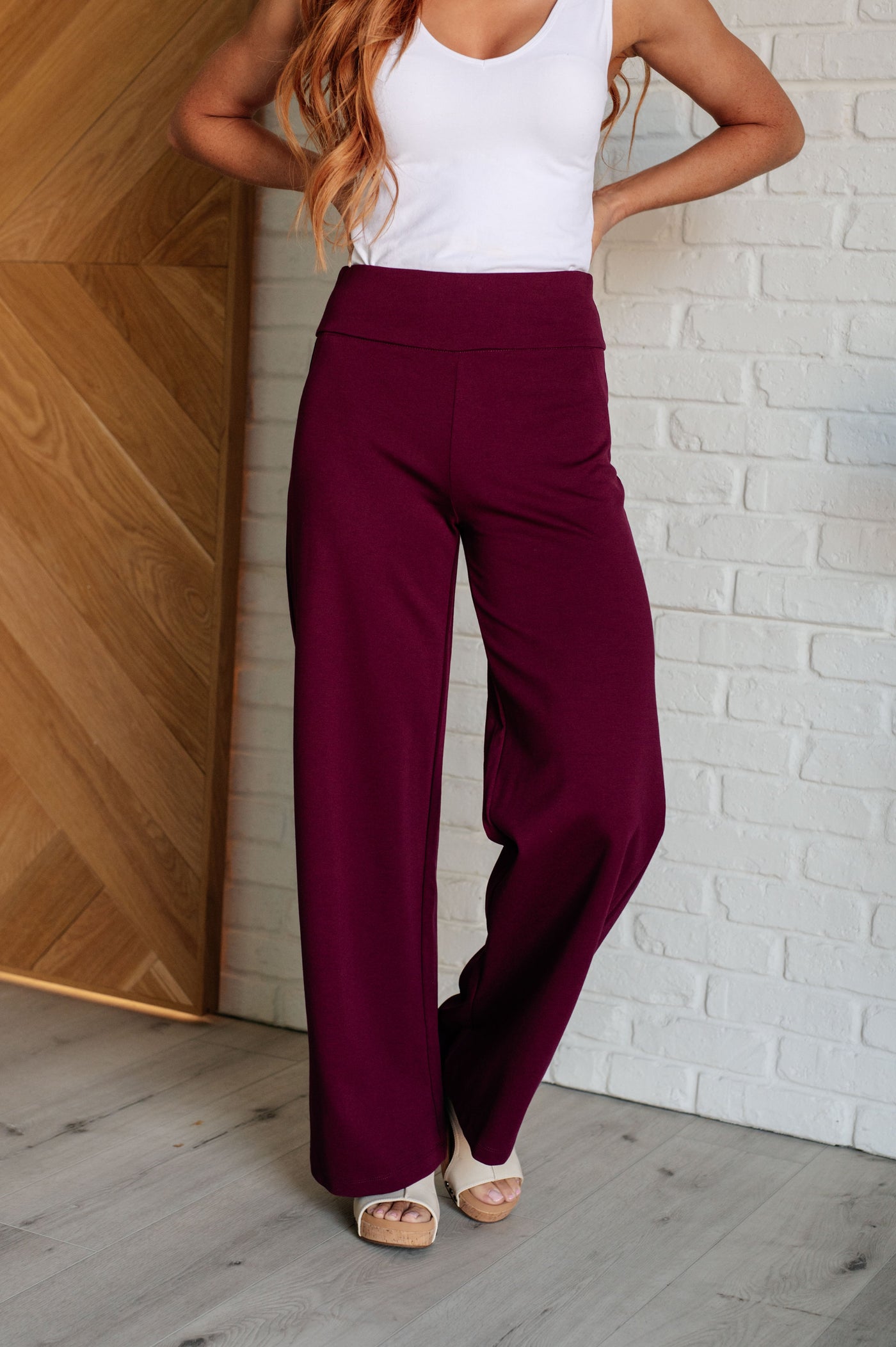 Magic Wide Leg Pants in Wine-Bottoms-Ave Shops-Market Street Nest, Fashionable Clothing, Shoes and Home Décor Located in Mabank, TX