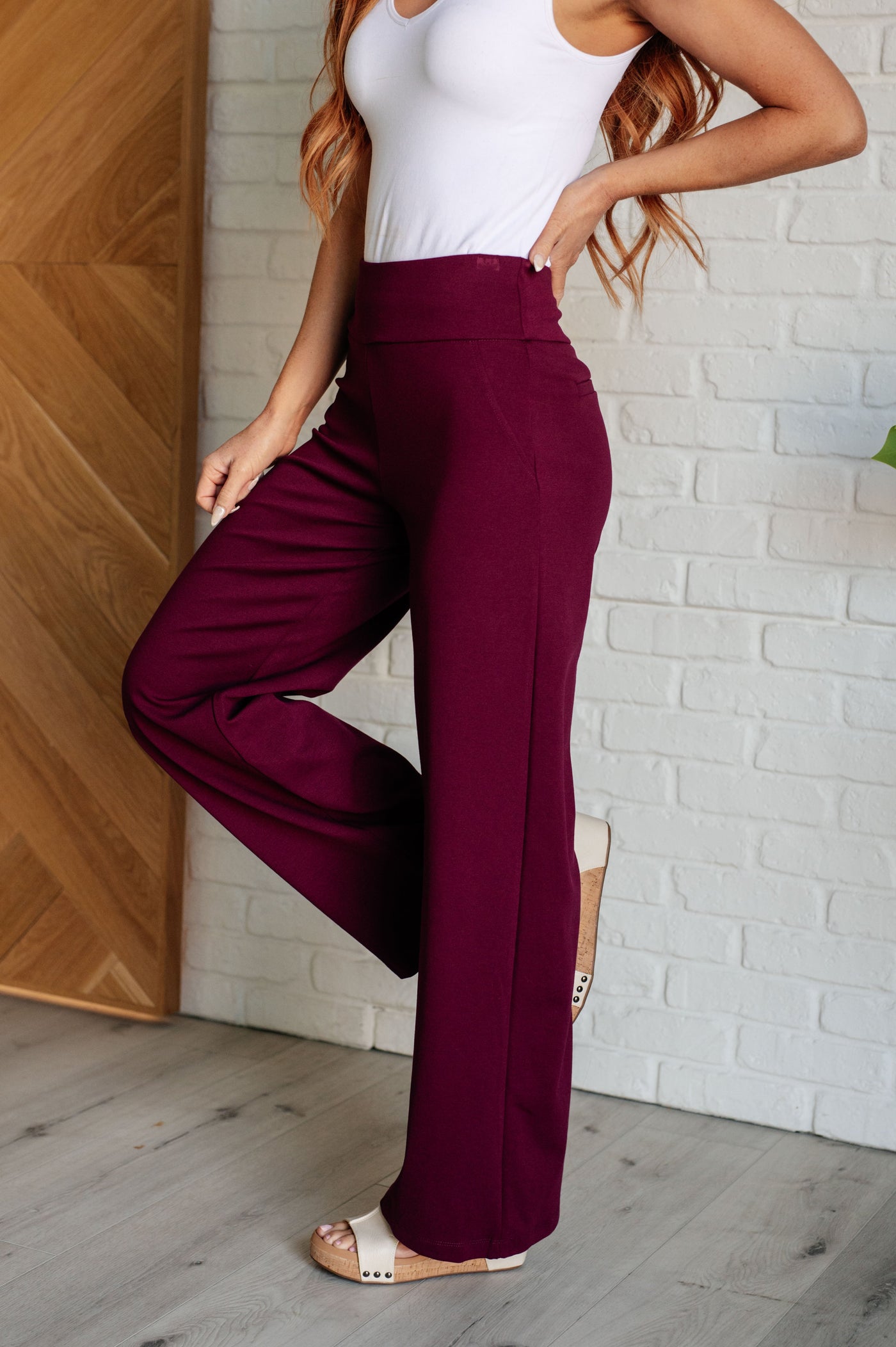 Magic Wide Leg Pants in Wine-Bottoms-Ave Shops-Market Street Nest, Fashionable Clothing, Shoes and Home Décor Located in Mabank, TX