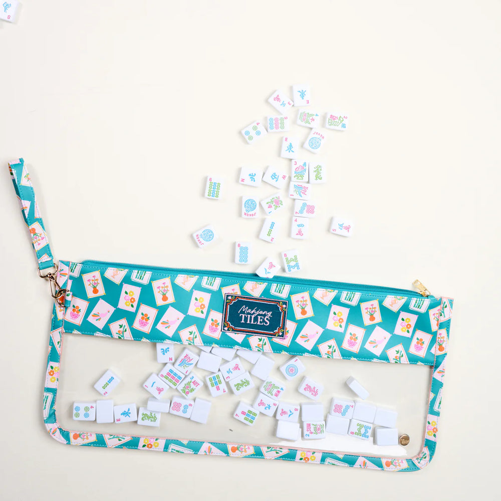 Mahjong Tile Keeper Pouch - It's Mahj Time - Teal-03-Home & Gift-The Darling Effect-Market Street Nest, Fashionable Clothing, Shoes and Home Décor Located in Mabank, TX