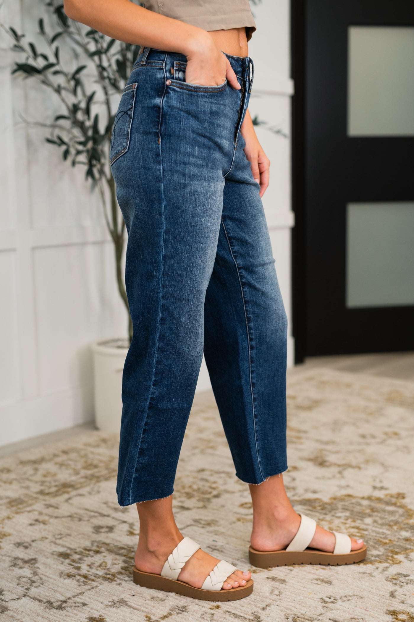 Maisie High Waist Back Pocket Embroidery Crop Wide-Womens-Ave Shops-Market Street Nest, Fashionable Clothing, Shoes and Home Décor Located in Mabank, TX