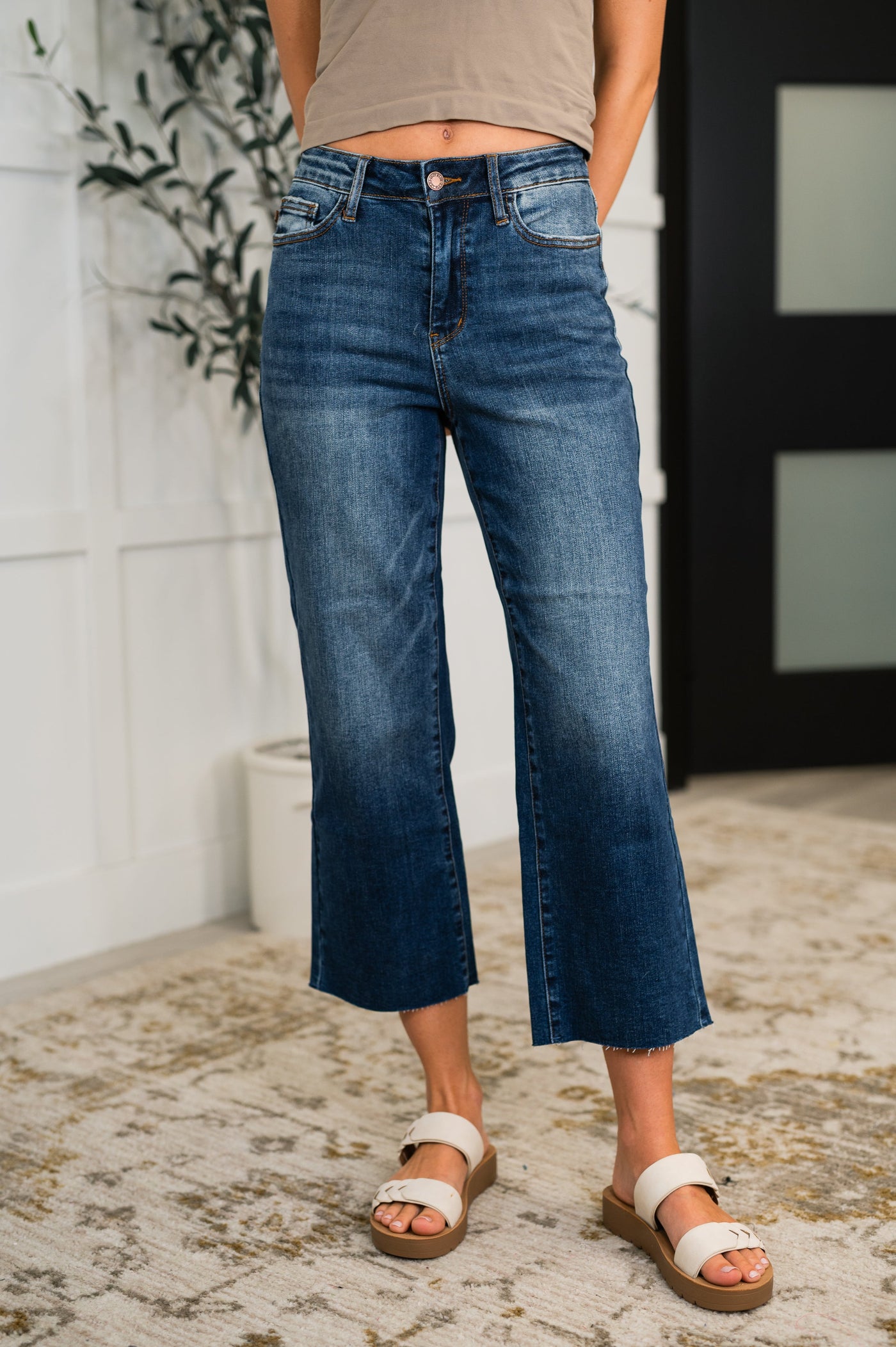 Maisie High Waist Back Pocket Embroidery Crop Wide-Womens-Ave Shops-Market Street Nest, Fashionable Clothing, Shoes and Home Décor Located in Mabank, TX