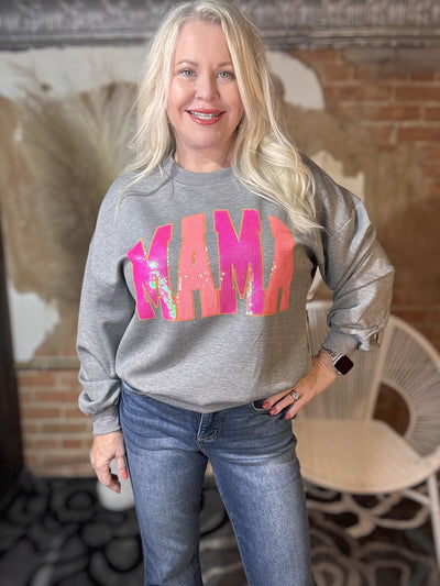 Mama Sequin Sweatshirt-Tops-Simply Southern-Market Street Nest, Fashionable Clothing, Shoes and Home Décor Located in Mabank, TX