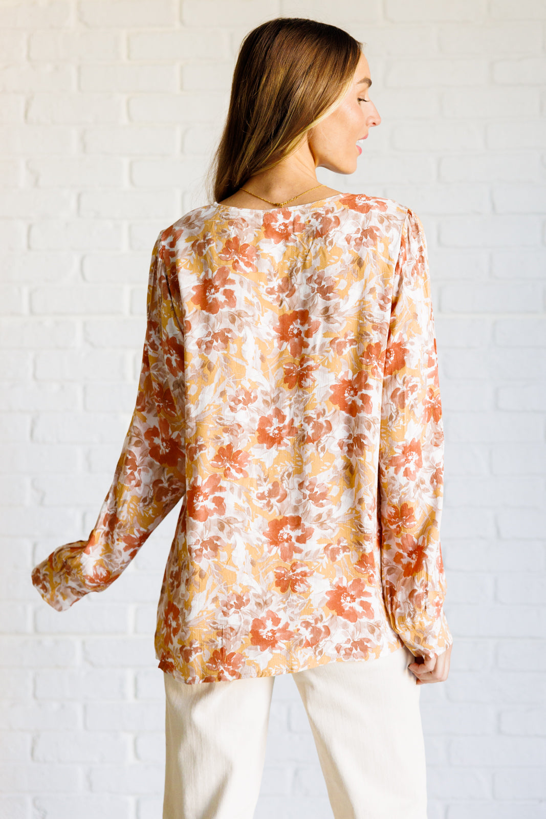 Marigold Dreams Floral Blouse-Tops-Ave Shops-Market Street Nest, Fashionable Clothing, Shoes and Home Décor Located in Mabank, TX