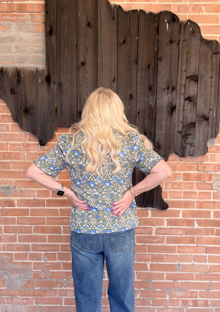 Mary Square Adelyn Top | Ashdown Abbey Olive-08-Tops-MARY SQUARE-Market Street Nest, Fashionable Clothing, Shoes and Home Décor Located in Mabank, TX