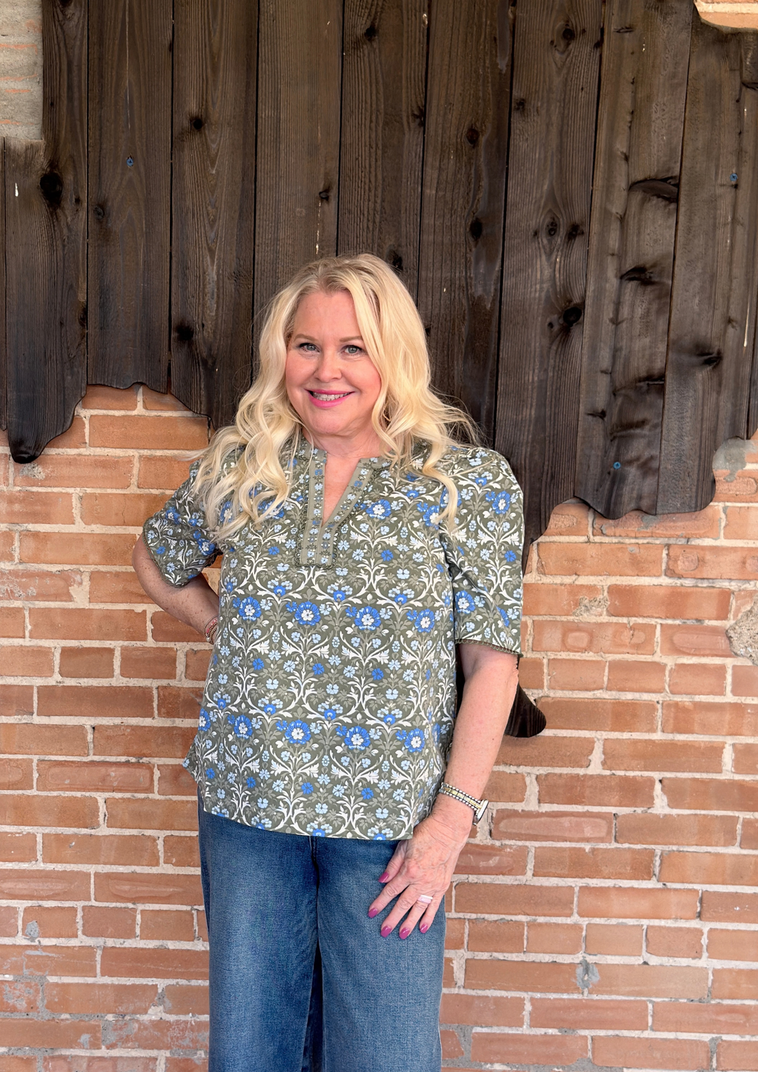 Mary Square Adelyn Top | Ashdown Abbey Olive-08-Tops-MARY SQUARE-Market Street Nest, Fashionable Clothing, Shoes and Home Décor Located in Mabank, TX