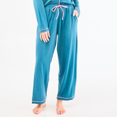 Mary Square Charlotte Pajama Set in Teal-Loungewear-Mary Square-Market Street Nest, Fashionable Clothing, Shoes and Home Décor Located in Mabank, TX