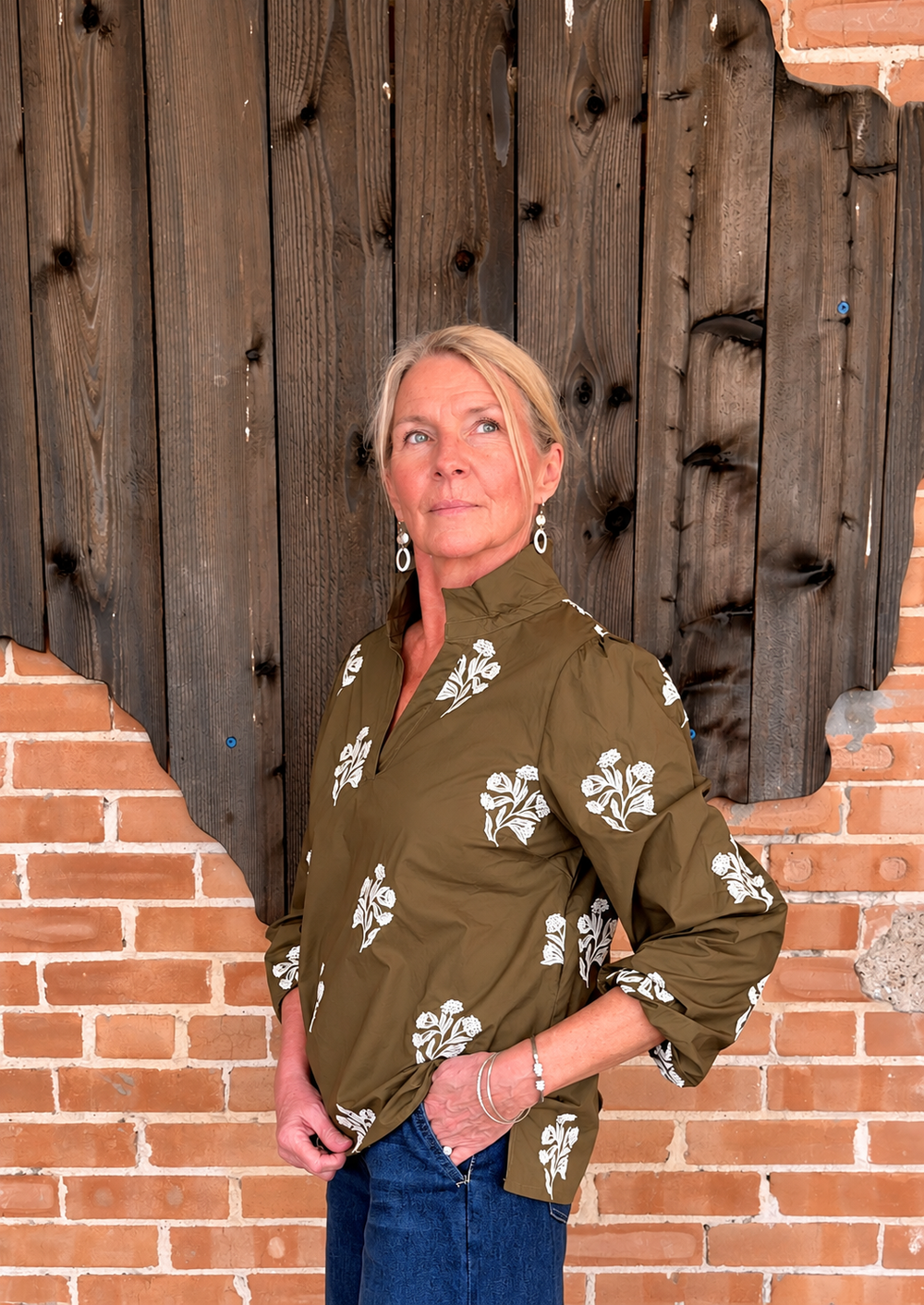 Mary Square Kayla Embroidered Top | Moonlit Grace Olive-08-Tops-MARY SQUARE-Market Street Nest, Fashionable Clothing, Shoes and Home Décor Located in Mabank, TX