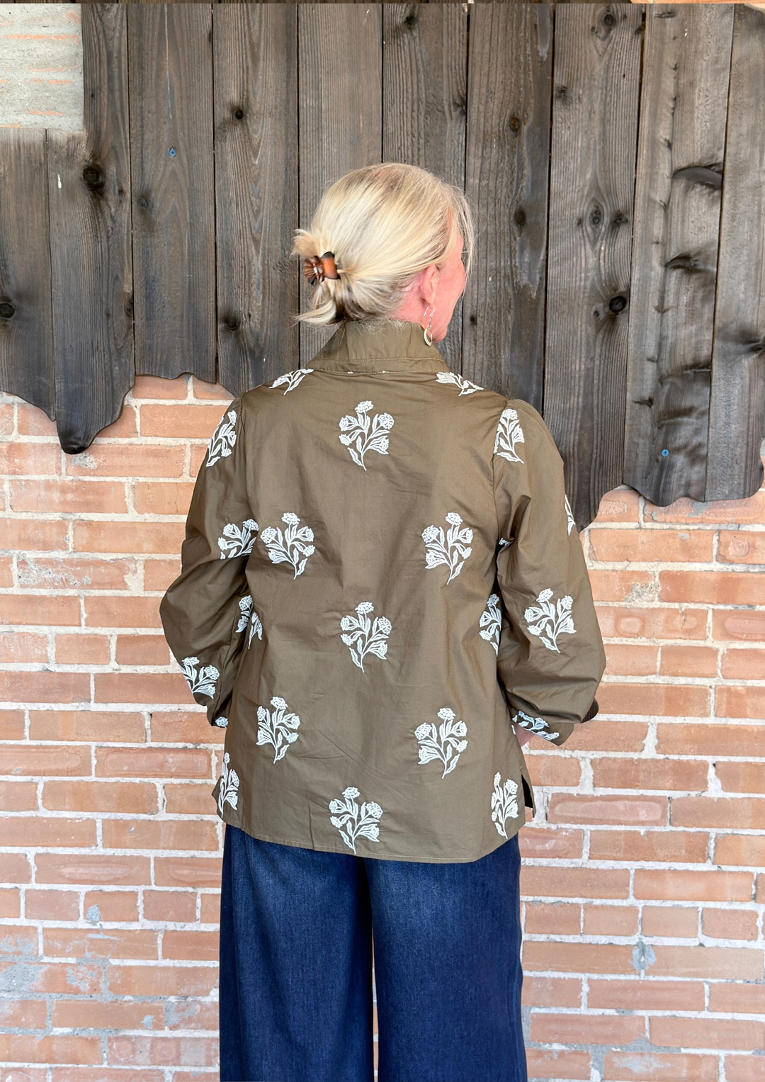 Mary Square Kayla Embroidered Top | Moonlit Grace Olive-08-Tops-MARY SQUARE-Market Street Nest, Fashionable Clothing, Shoes and Home Décor Located in Mabank, TX