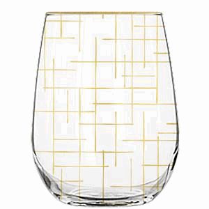 Mary Square Women 03-home & Gift Glass Stemless Wine Gold Hatch-03-Home & Gift-MARY SQUARE-Market Street Nest, Fashionable Clothing, Shoes and Home Décor Located in Mabank, TX