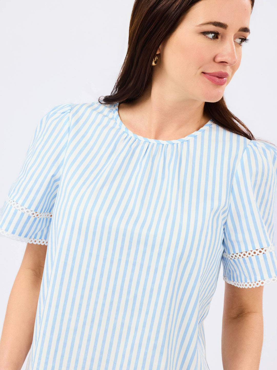 Tabby Top | Pin Stripe Blue-Mary Square-Market Street Nest, Fashionable Clothing, Shoes and Home Décor Located in Mabank, TX
