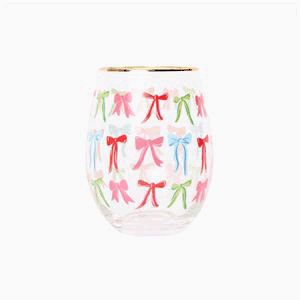Mary Square Women 03-home & Gift Wine Glass A Bowtiful Christmas-03-Home & Gift-MARY SQUARE-Market Street Nest, Fashionable Clothing, Shoes and Home Décor Located in Mabank, TX