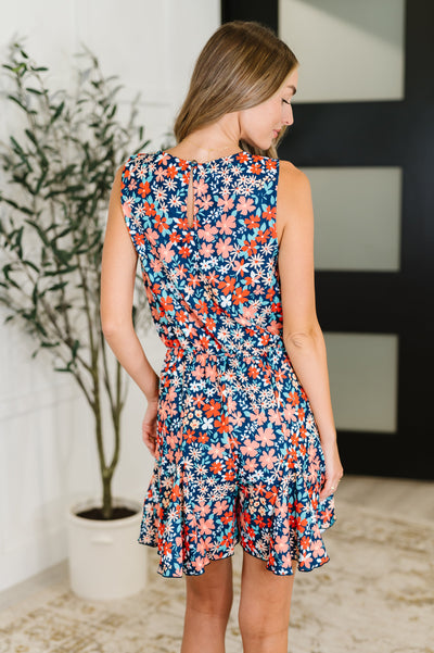 Meadow Mischief Sleeveless Romper in Navy/Orange/Teal-Womens-Ave Shops-Market Street Nest, Fashionable Clothing, Shoes and Home Décor Located in Mabank, TX