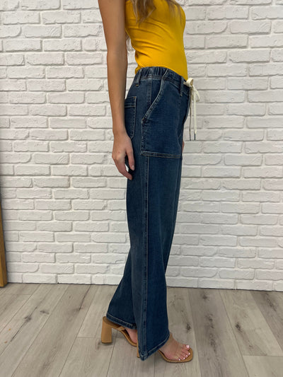 Melanie High Rise Drawstring Wide Leg Jeans-Womens-Judy Blue-Market Street Nest, Fashionable Clothing, Shoes and Home Décor Located in Mabank, TX