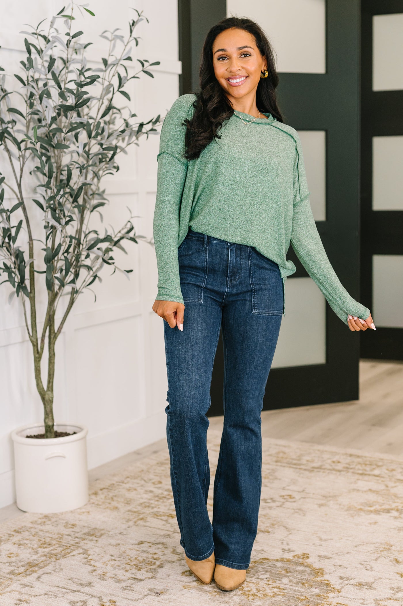 Mellow Mood Heathered Pullover in Dark Green-Womens-Ave Shops-Market Street Nest, Fashionable Clothing, Shoes and Home Décor Located in Mabank, TX