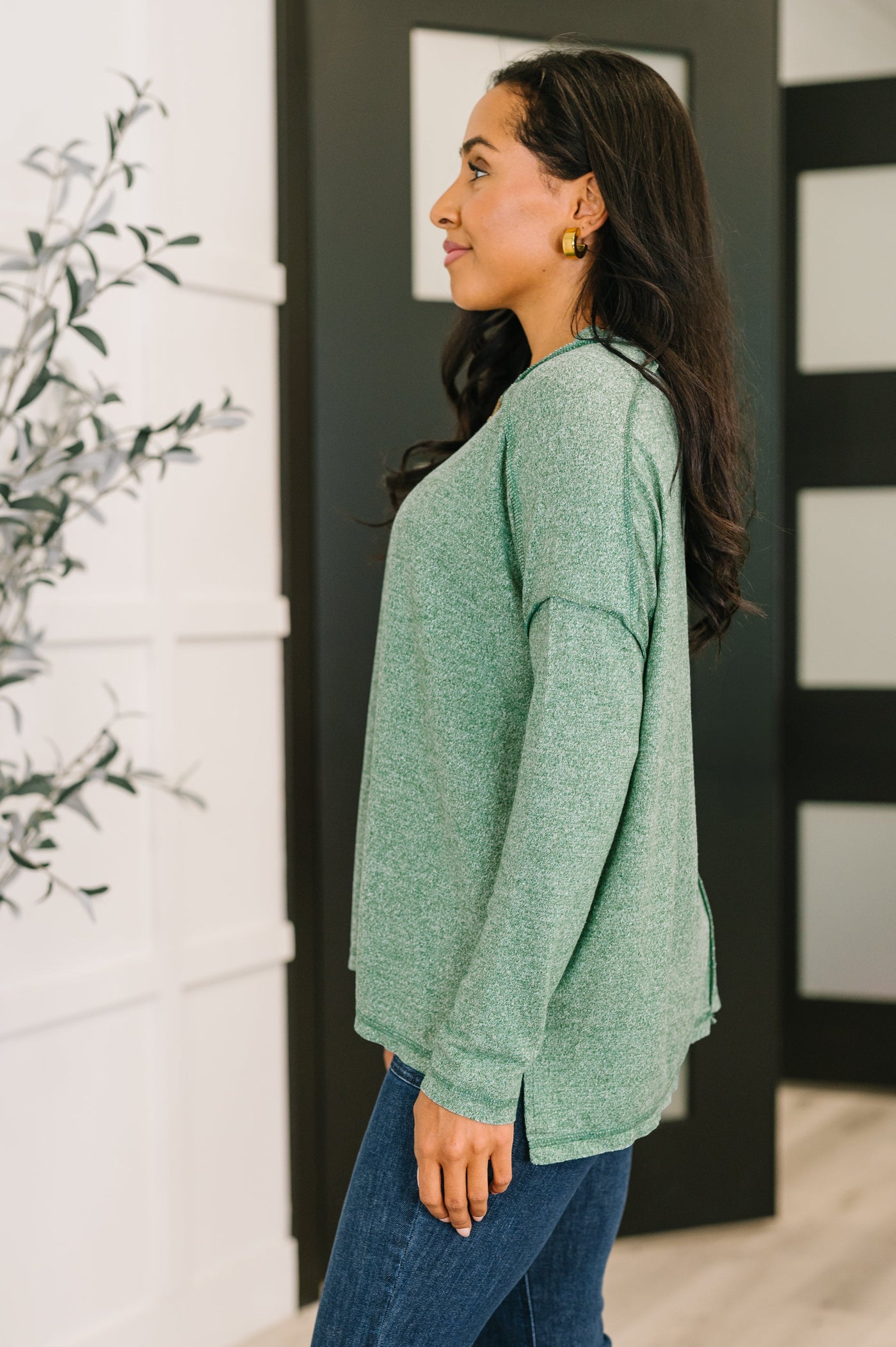 Mellow Mood Heathered Pullover in Dark Green-Womens-Ave Shops-Market Street Nest, Fashionable Clothing, Shoes and Home Décor Located in Mabank, TX