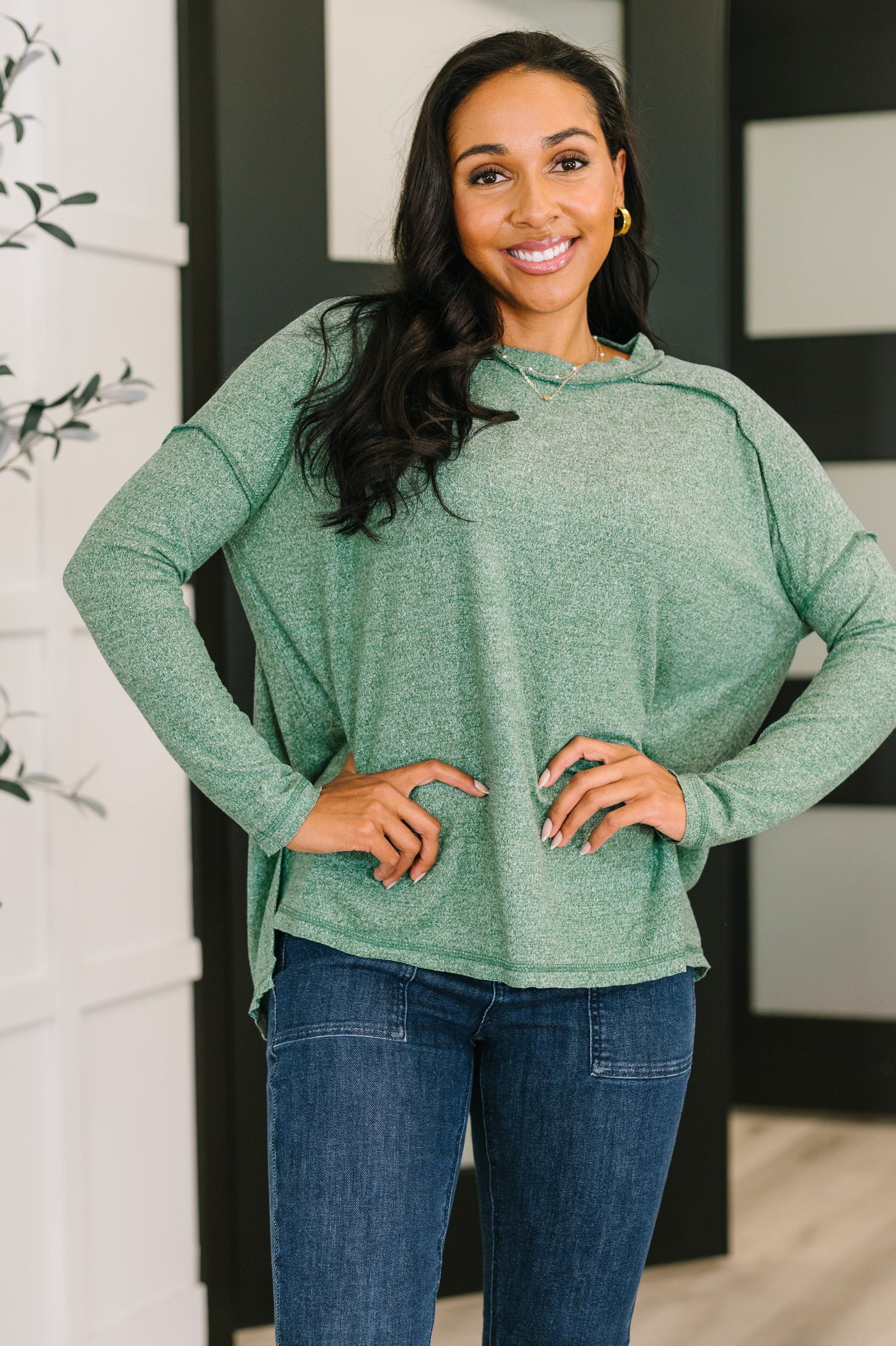 Mellow Mood Heathered Pullover in Dark Green-Womens-Ave Shops-Market Street Nest, Fashionable Clothing, Shoes and Home Décor Located in Mabank, TX