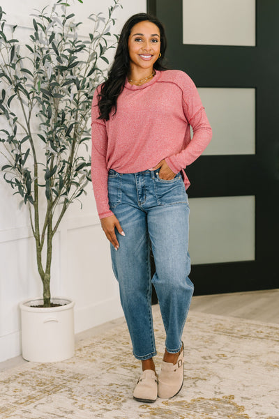 Mellow Mood Heathered Pullover in Dark Red-Womens-Ave Shops-Market Street Nest, Fashionable Clothing, Shoes and Home Décor Located in Mabank, TX