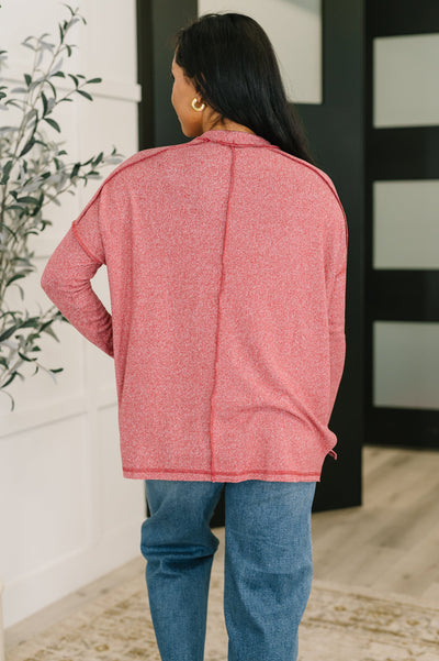 Mellow Mood Heathered Pullover in Dark Red-Womens-Ave Shops-Market Street Nest, Fashionable Clothing, Shoes and Home Décor Located in Mabank, TX