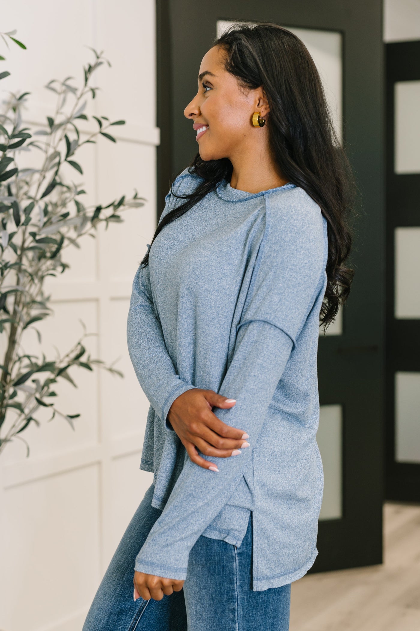 Mellow Mood Heathered Pullover in Dusty Blue-Womens-Ave Shops-Market Street Nest, Fashionable Clothing, Shoes and Home Décor Located in Mabank, TX