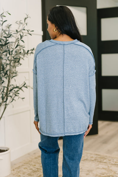 Mellow Mood Heathered Pullover in Dusty Blue-Womens-Ave Shops-Market Street Nest, Fashionable Clothing, Shoes and Home Décor Located in Mabank, TX