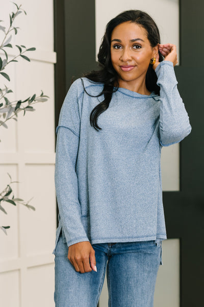 Mellow Mood Heathered Pullover in Dusty Blue-Womens-Ave Shops-Market Street Nest, Fashionable Clothing, Shoes and Home Décor Located in Mabank, TX