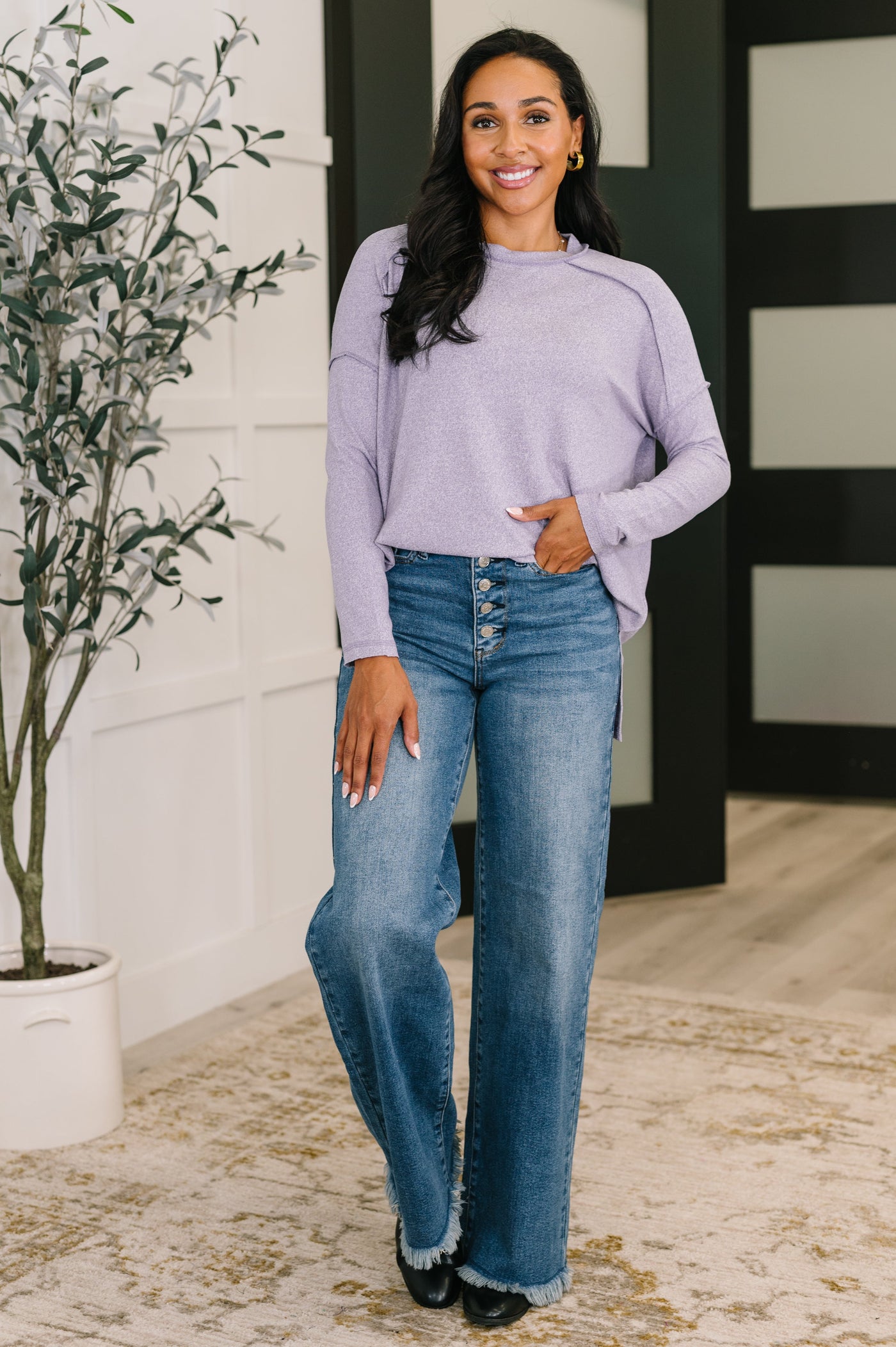 Mellow Mood Heathered Pullover in Lavender-Womens-Ave Shops-Market Street Nest, Fashionable Clothing, Shoes and Home Décor Located in Mabank, TX