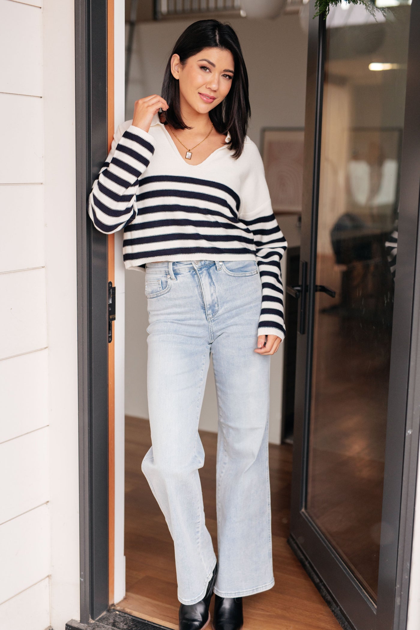 Memorable Moments Striped Sweater in White-Tops-Ave Shops-Market Street Nest, Fashionable Clothing, Shoes and Home Décor Located in Mabank, TX