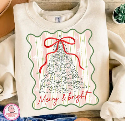 Merry & Bright Tree Graphic Tee and Sweatshirt-Womens-Ave Shops-Market Street Nest, Fashionable Clothing, Shoes and Home Décor Located in Mabank, TX