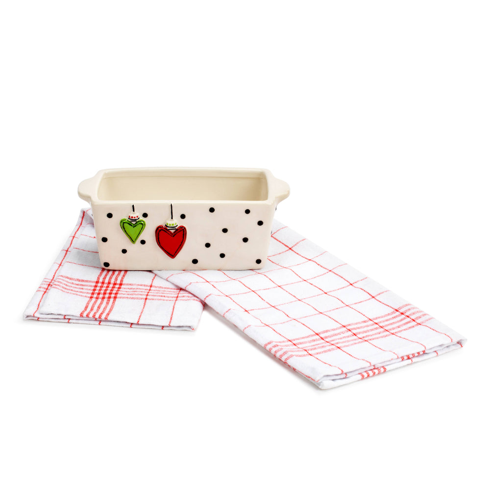Mini Loaf Pan with Towel Set - Hearts-DEMDACO-Market Street Nest, Fashionable Clothing, Shoes and Home Décor Located in Mabank, TX