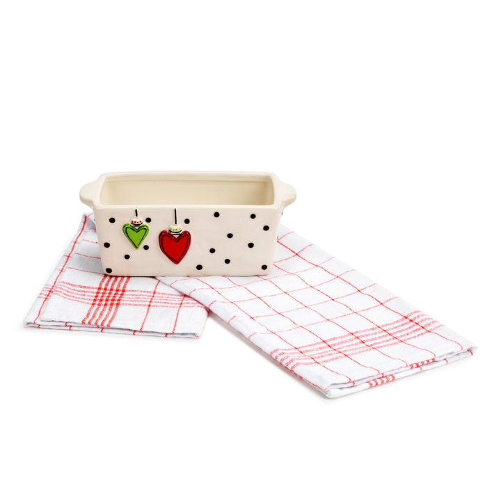 Mini Loaf Pan with Towel Set - Hearts-DEMDACO-Market Street Nest, Fashionable Clothing, Shoes and Home Décor Located in Mabank, TX