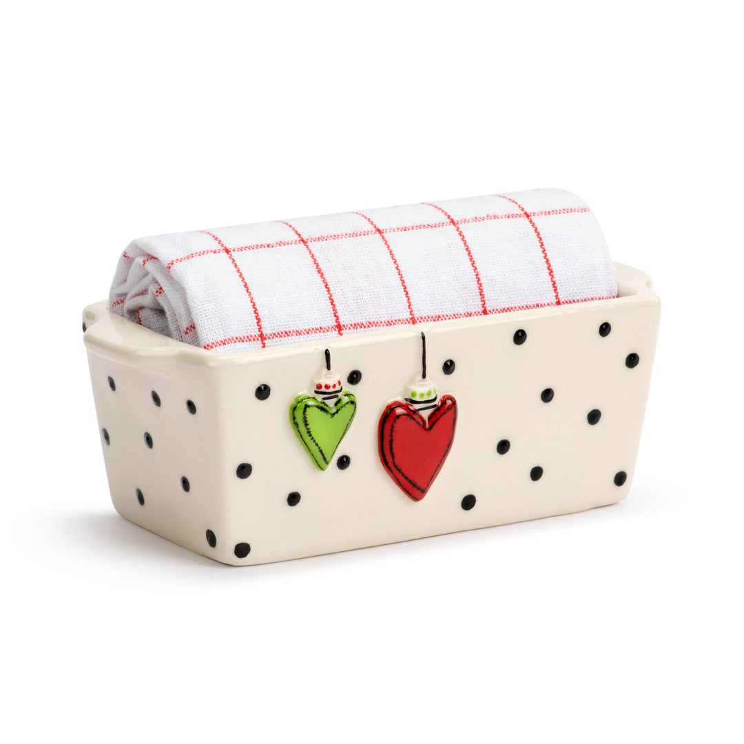 Mini Loaf Pan with Towel Set - Hearts-DEMDACO-Market Street Nest, Fashionable Clothing, Shoes and Home Décor Located in Mabank, TX
