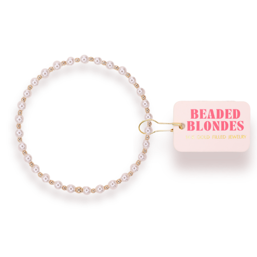 Mini Luci Pearl Bracelet in Gold-Beaded Blondes-Market Street Nest, Fashionable Clothing, Shoes and Home Décor Located in Mabank, TX