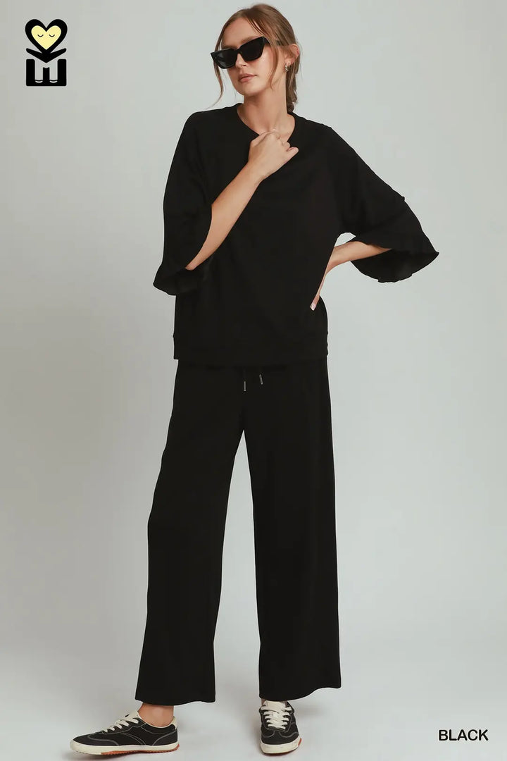 Luxeknit Relaxed Days Set in Black-10-Dresses, Rompers &amp; Sets-Umgee USA Inc-Market Street Nest, Fashionable Clothing, Shoes and Home Décor Located in Mabank, TX