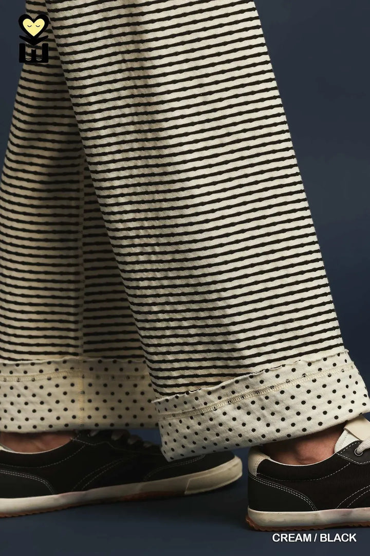 Mohme Reversible Stripe/Polka Dots Pants | Cream/Black-09-Bottoms-Umgee USA Inc-Market Street Nest, Fashionable Clothing, Shoes and Home Décor Located in Mabank, TX