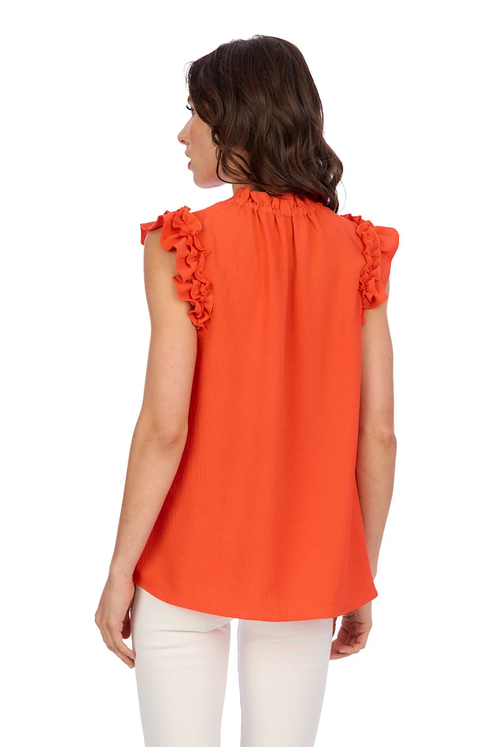 Mud Pie Alani Ruffle Top in Orange-Tops-Mud Pie-Market Street Nest, Fashionable Clothing, Shoes and Home Décor Located in Mabank, TX