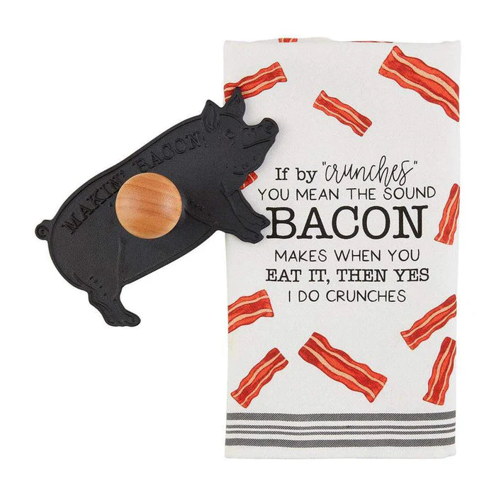 Mud Pie Bacon Press and Towel Set-04-Kitchen & Food-Mud Pie-Market Street Nest, Fashionable Clothing, Shoes and Home Décor Located in Mabank, TX