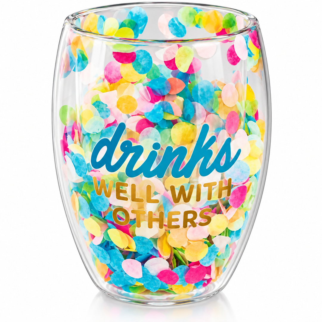 Mud Pie Confetti Wine Glasses-04-Kitchen & Food-Mud Pie-Market Street Nest, Fashionable Clothing, Shoes and Home Décor Located in Mabank, TX