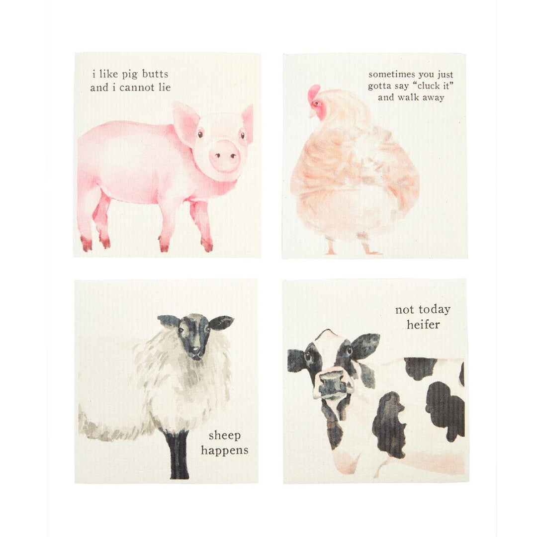 Mudpie Farm Animal Dishcloths-04-Kitchen & Food-Mud Pie-Market Street Nest, Fashionable Clothing, Shoes and Home Décor Located in Mabank, TX
