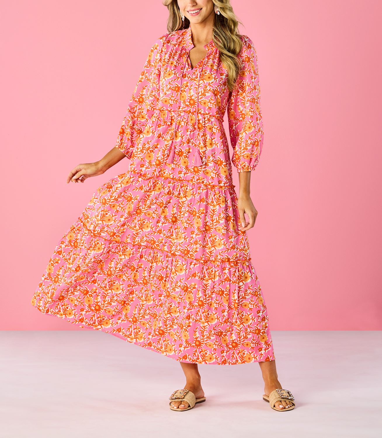 Mud Pie Farris Maxi Dress in Pink-Dresses & Rompers-Mud Pie-Market Street Nest, Fashionable Clothing, Shoes and Home Décor Located in Mabank, TX