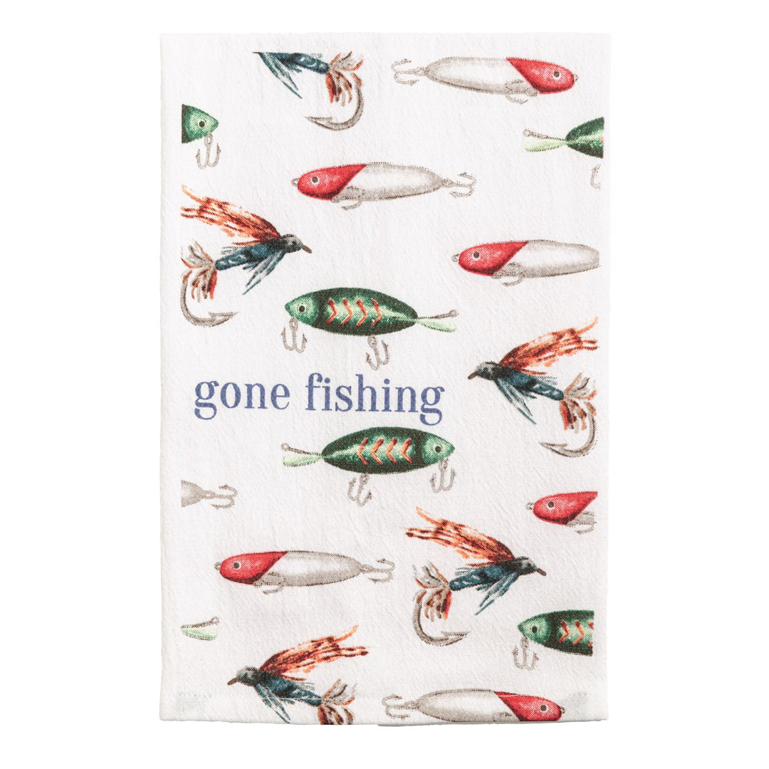 Mudpie Gone Fishing Retreat Printed Towel-04-Kitchen & Food-Mud Pie-Market Street Nest, Fashionable Clothing, Shoes and Home Décor Located in Mabank, TX