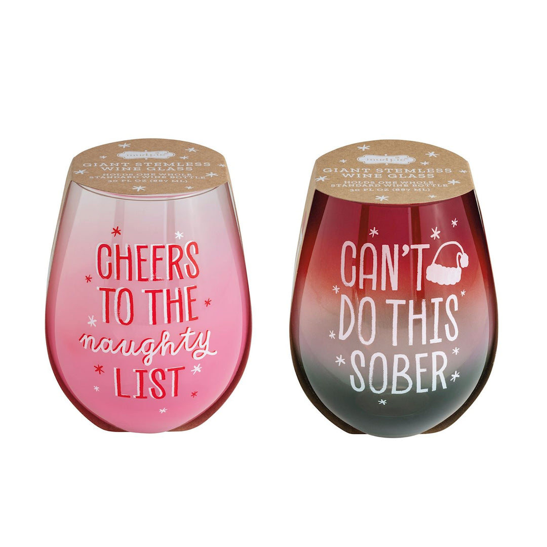 Mud Pie Holiday Bar Wine Glass-04-Kitchen &amp; Food-Mud Pie-Market Street Nest, Fashionable Clothing, Shoes and Home Décor Located in Mabank, TX