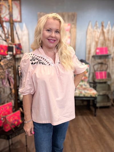 Mud Pie Humphrey Embroidered Top-Tops-Mud Pie-Market Street Nest, Fashionable Clothing, Shoes and Home Décor Located in Mabank, TX